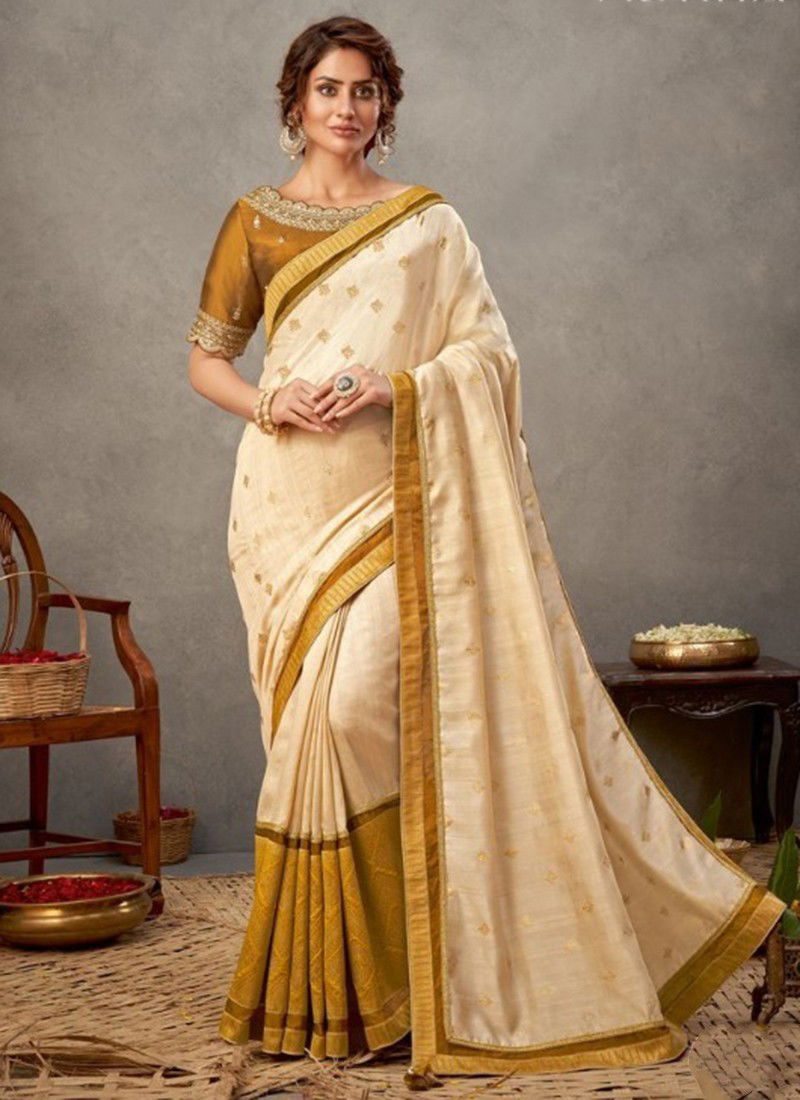 Off White Colour Norita 41500 Series Arinya Mahotsav New Designer Festive wear Silk Saree Collection 41513